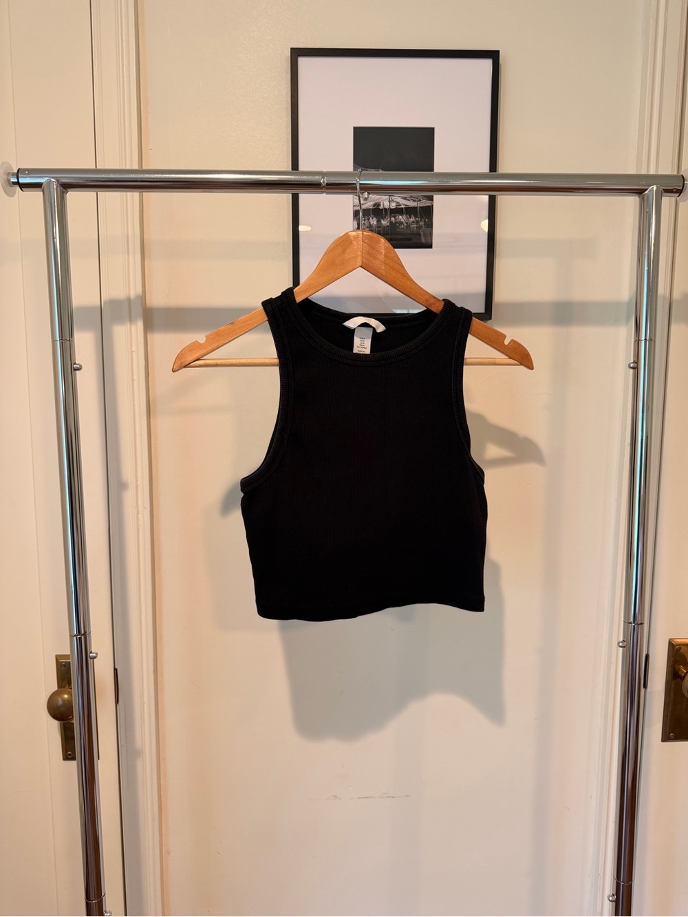H&M Black Ribbed Cropped Tank Top